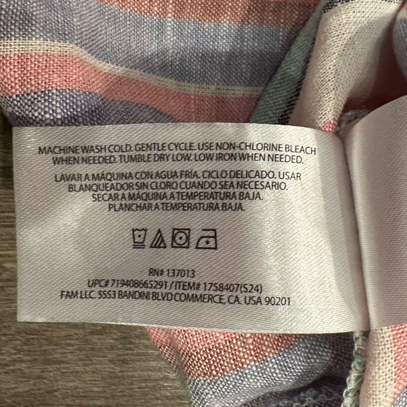 Women's Orvis Ladies Short Sleeve Button Up Linen Blend Shirt Top Stripe S - Picture 15 of 15